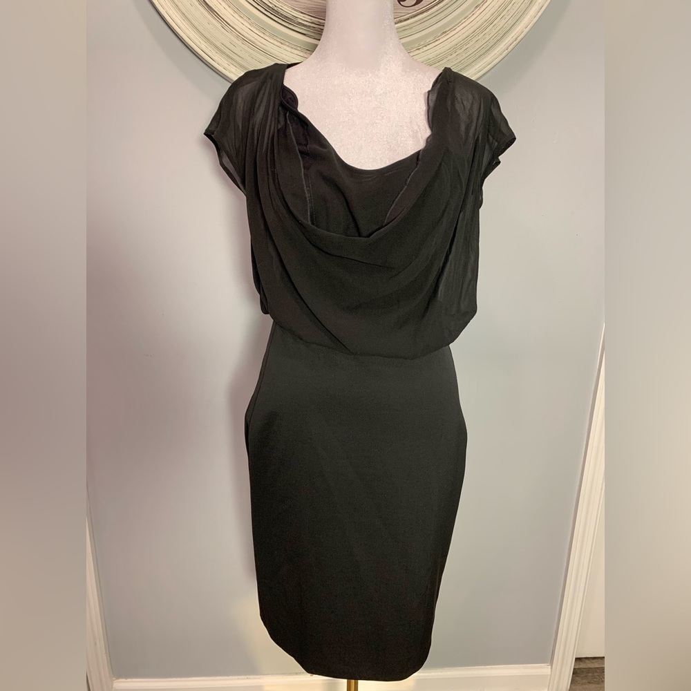 Dorothy Schumacher Sheer Top/Back Little Black Dress Small Classic Beauty Design